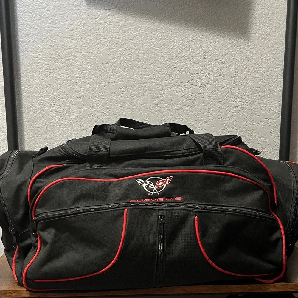 Corvette Black Duffel Bag with several compartments
